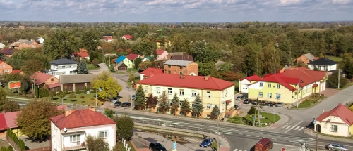 Fragment ulicy Sandomierskiej w Gorzycach - panorama z lotu ptaka